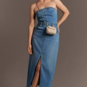 NWT The Madi Front-Slit Denim Dress by Pilcro